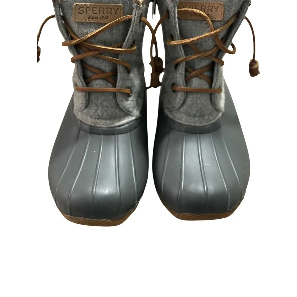 Sperry Top Sider Women Gray Wool Rubber Duck‎ Boots Ankle Zip Size 6.5